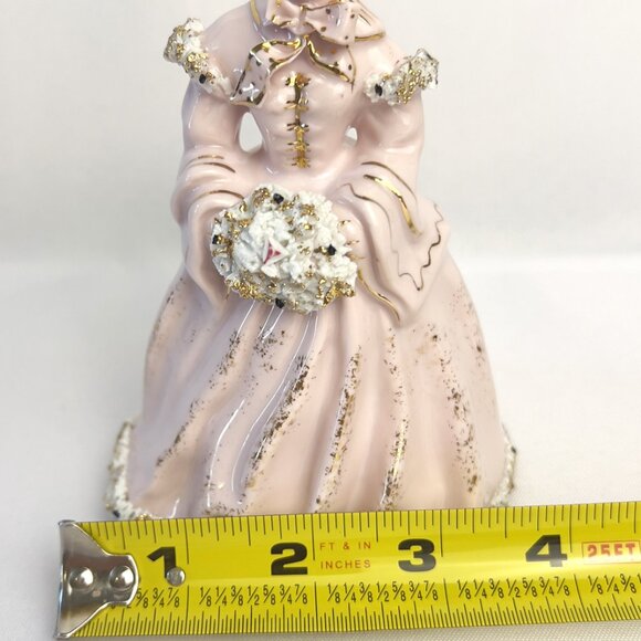Lefton Vintage Victorian Lady Figurine Pink & Gold Spaghetti Trim K8572P 1950s - Picture 10 of 10